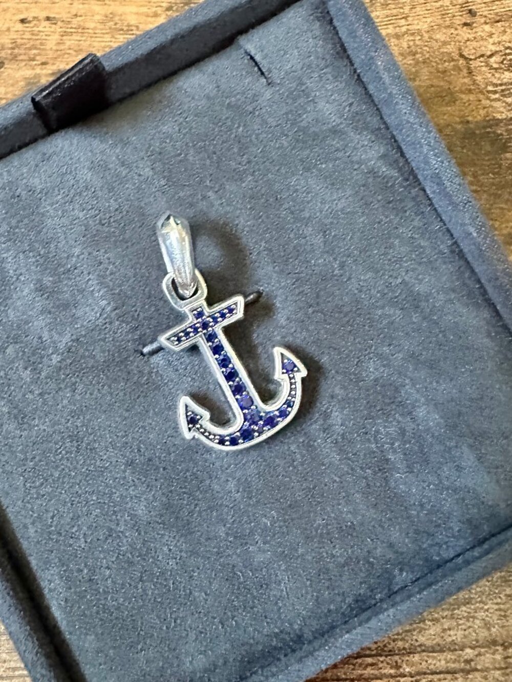 David Yurman Maritime Anchor Amulet Pendant w/ Blue Sapphire - RARE